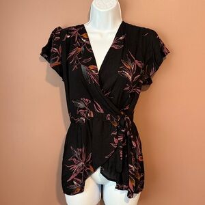 Floral wrap blouse